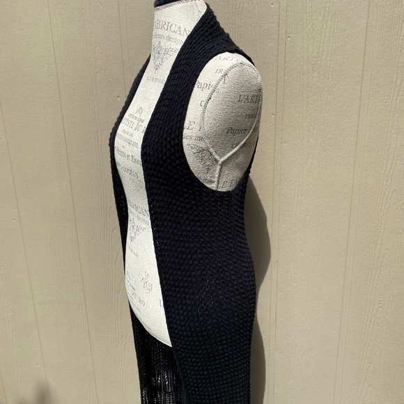 Vintage Open Crochet Boho Long Sweater Vest Cardigan - Picture 5 of 10